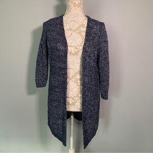 Chicos // blue, white open knit duster cardigan size 0 wk1